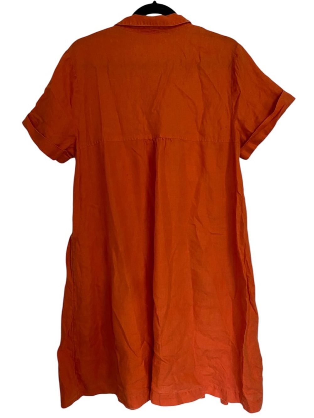 J Jill 100% Linen Button Midi Shirt Dress Womens Size L Orange Beachy Summer - Picture 2 of 6